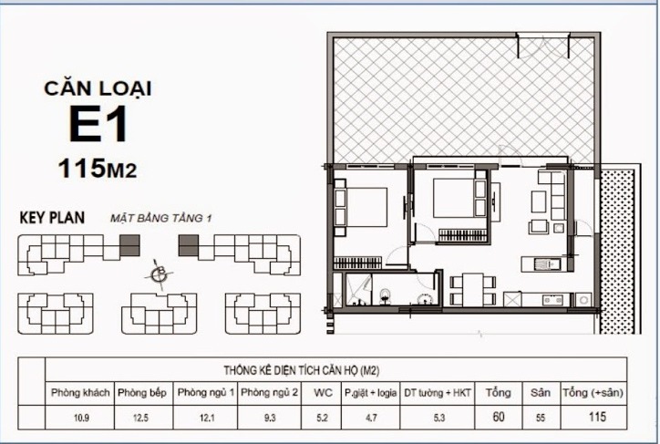 Thiết kế căn hộ loại E1