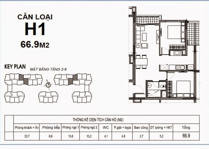 Thiết kế căn hộ loại H1