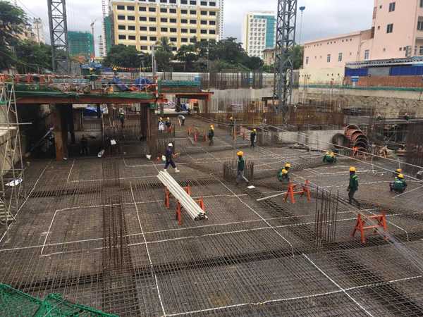 Dự án đã hoàn thành đổ bê tông móng bè, cột, vách, hầm