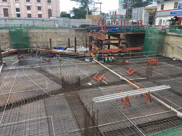 Dự án đã hoàn thành đổ bê tông móng bè, cột, vách, hầm