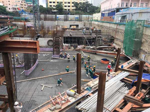 Dự án đã hoàn thành đổ bê tông móng bè, cột, vách, hầm