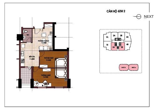 Thiết kế căn hộ 60.2m2