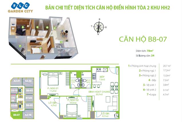 Thiết kế căn hộ B8 - 07