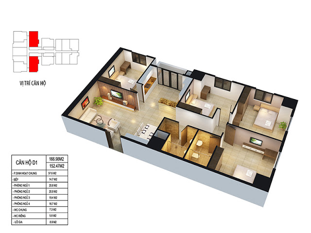 Thiết kế căn hộ C1, C2