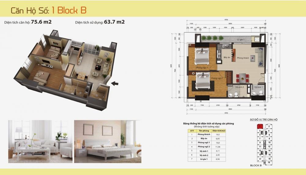 Thiết kế căn hộ 1B