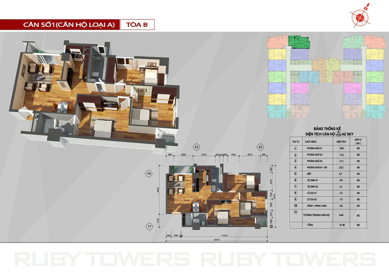 Thiết kế căn hộ 01 tòa B