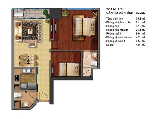 Thiết kế căn hộ T1-04, T1-06, T1-05, T1-07, T1-12, T1-12B, T1-12A, T1-15