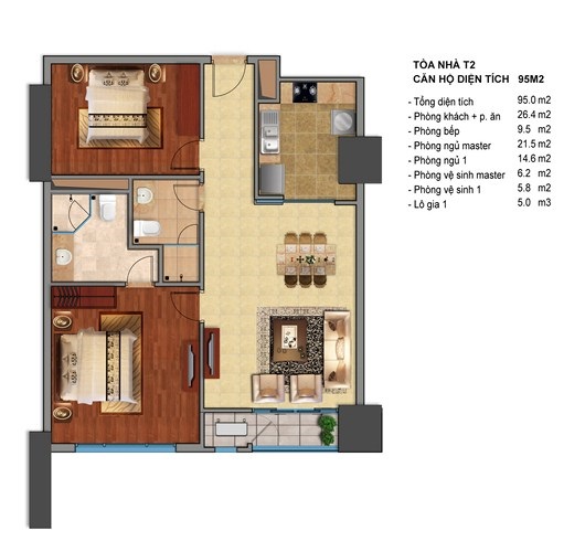 Thiết kế căn hộ T2-08, T2-09, T2-10, T2-11