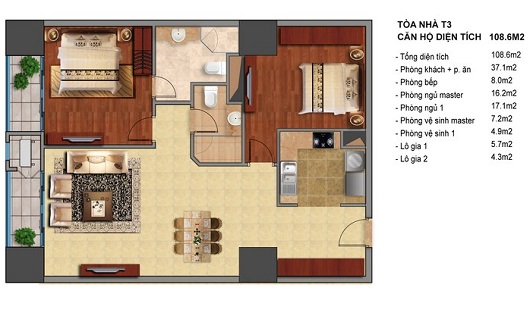 Thiết kế căn hộ T3-01, T3-18