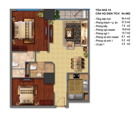 Thiết kế căn hộ T4-08, T4-09, T4-10, T4-11