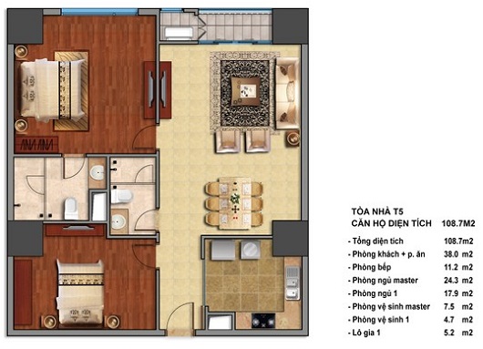 Thiết kế căn hộ T5-08, T5-09