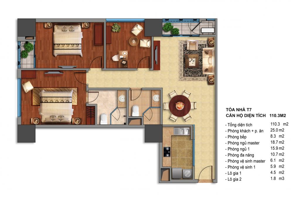 Thiết kế căn hộ T7-02, T7-03, T7-12B, T7-15