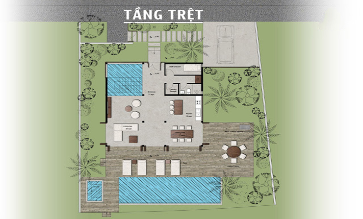 Tầng trệt biệt thự