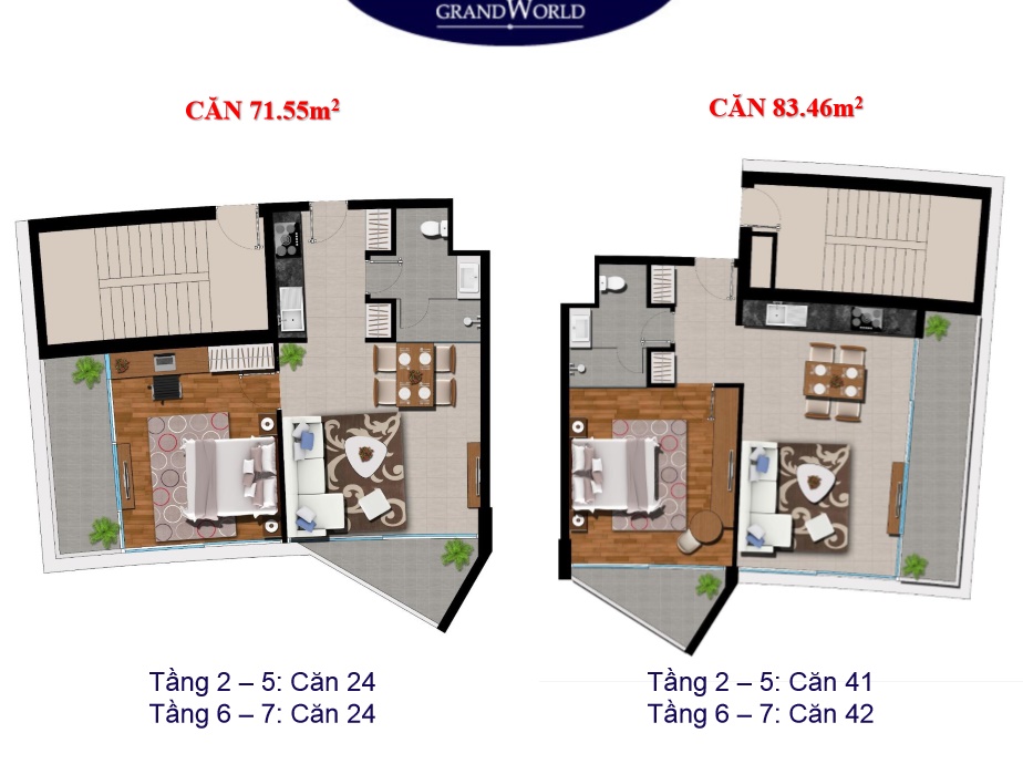 Thiết kế căn hộ 71.55 m2