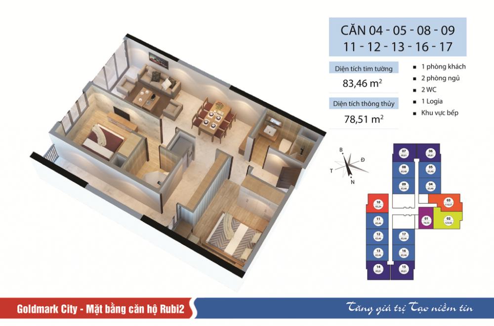 Thiết kế căn hộ 83.46 m2