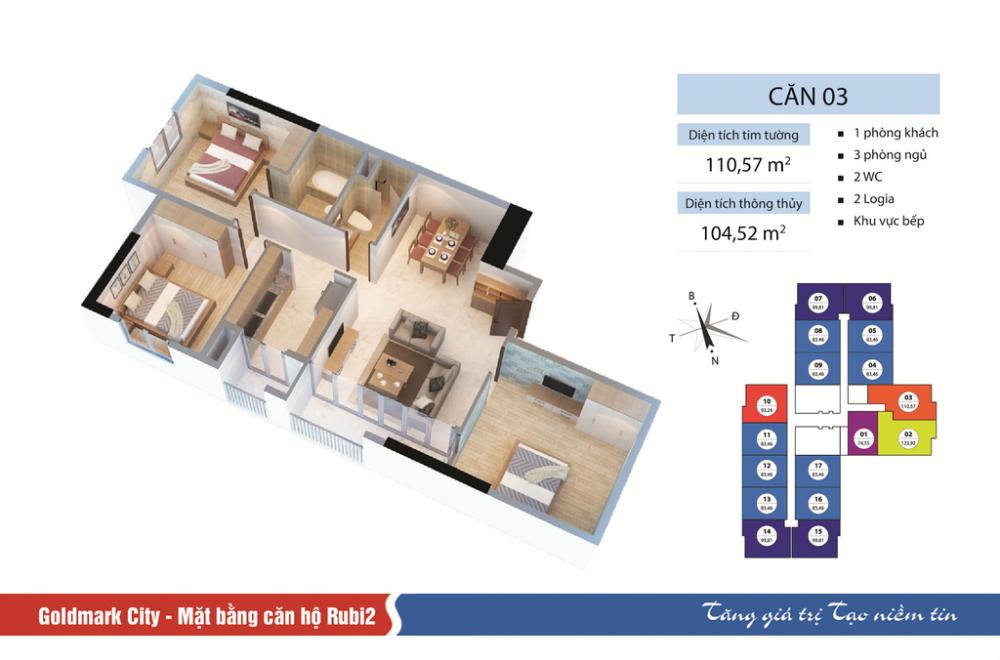Thiết kế căn hộ 110.57 m2