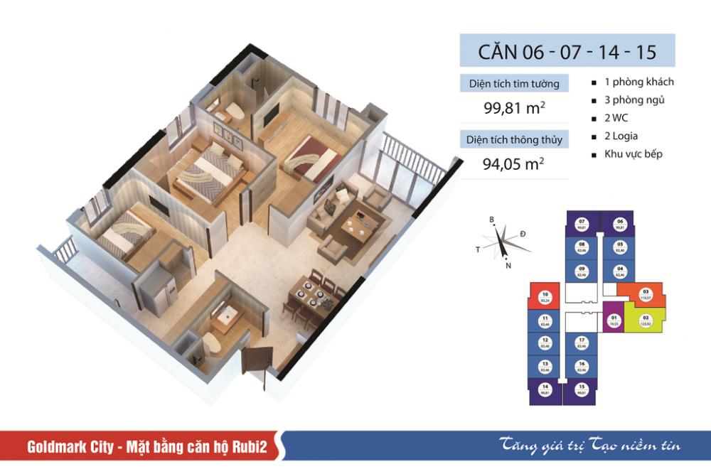 Thiết kế căn hộ 99.81 m2