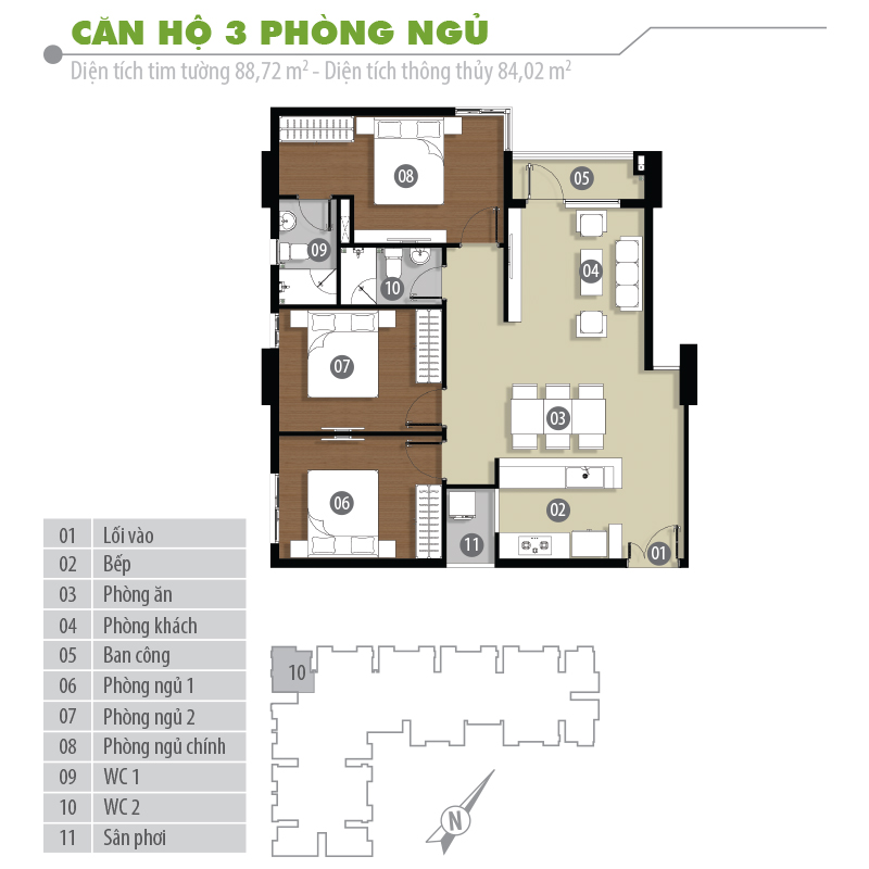 Căn hộ 3PN - 88.72m2