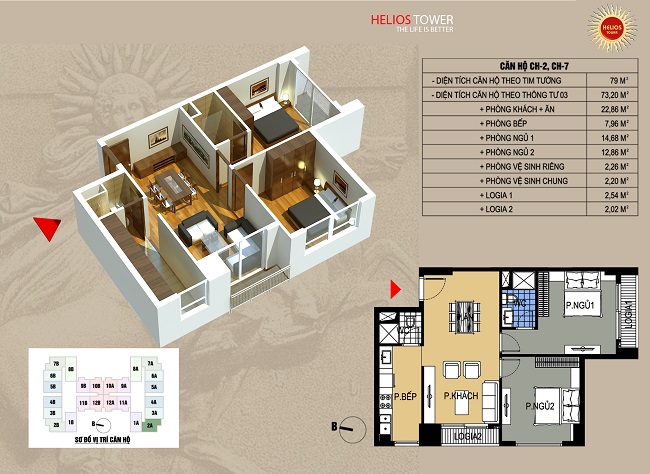 Thiết kế căn hộ CH-2, CH-7