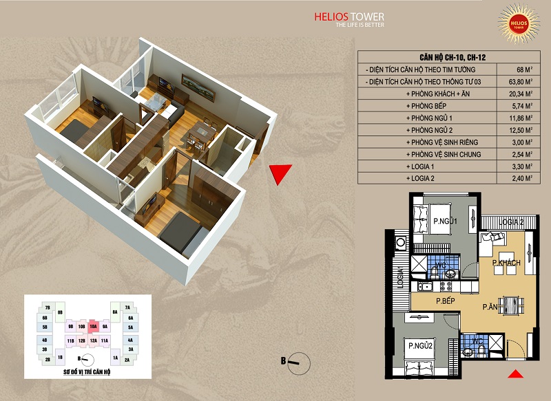 Thiết kế căn hộ CH-10, CH-12