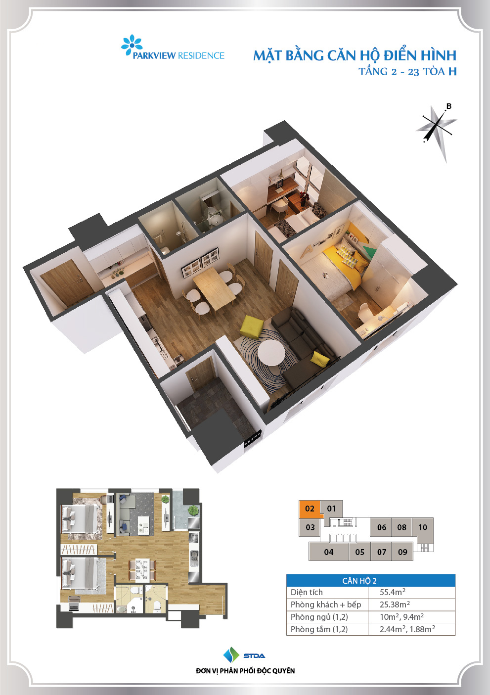 Thiết kế căn 02 - Tòa H