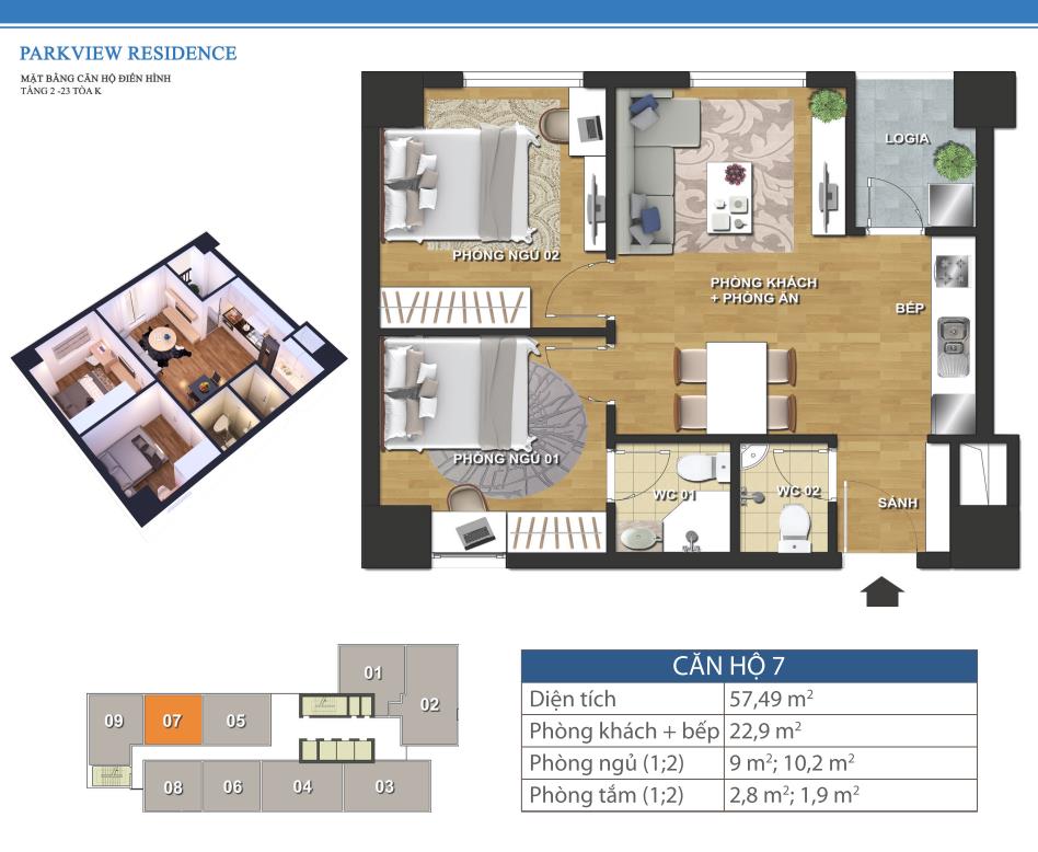 Thiết kế căn 7 - Tòa K