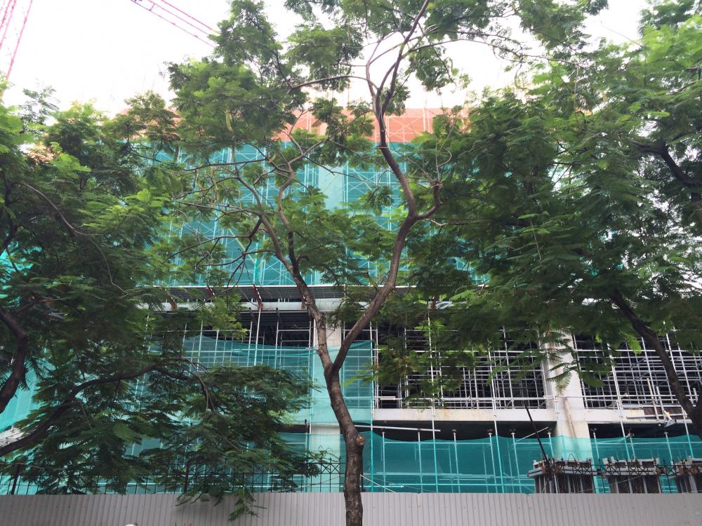 Hai tòa mặt ngoài đường Phú Lương đã cất nóc, các tòa còn lại đang xây những tầng đầu tiên