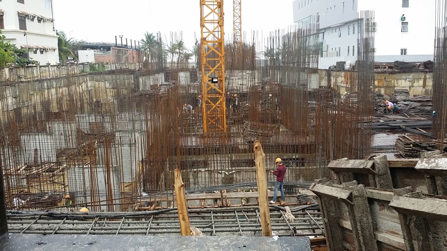 Dự án đã hoàn thiện phần móng và 3 tầng hầm tòa P1, P2