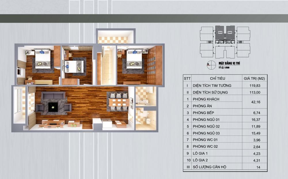 Mặt bằng căn hộ loại D
