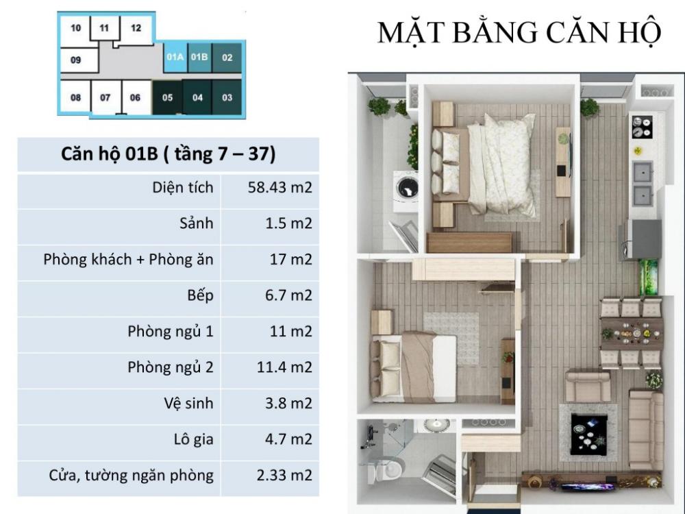 Thiết kế căn hộ 01B