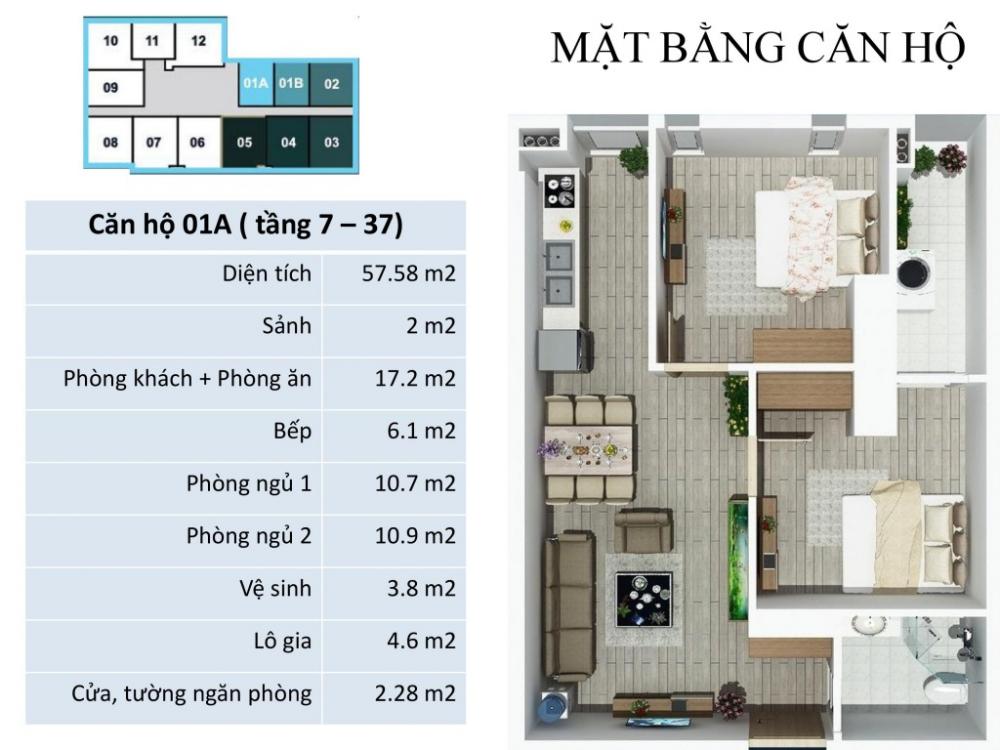 Thiết kế căn hộ 01A