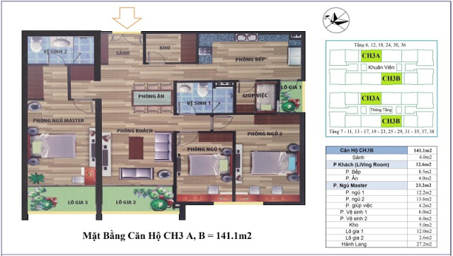 Thiết kế căn hộ 3A, 3B