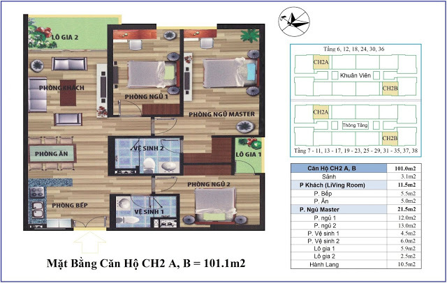 Thiết kế căn hộ 2A, 2B