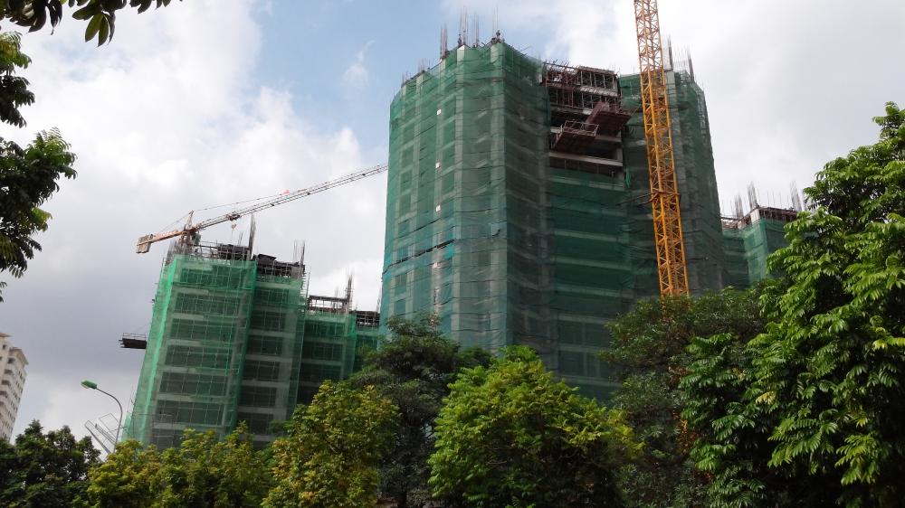 Tòa CT1 thi công tới mặt sàn tầng 17, các tòa CT2, CT3 tới mặt sàn tầng 10