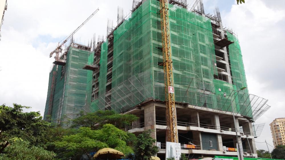 Tòa CT1 thi công tới mặt sàn tầng 17, các tòa CT2, CT3 tới mặt sàn tầng 10