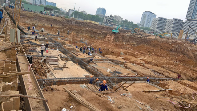 Chung cư An Bình City đang trong quá trình khoan cọc nhồi và xây móng dự án.