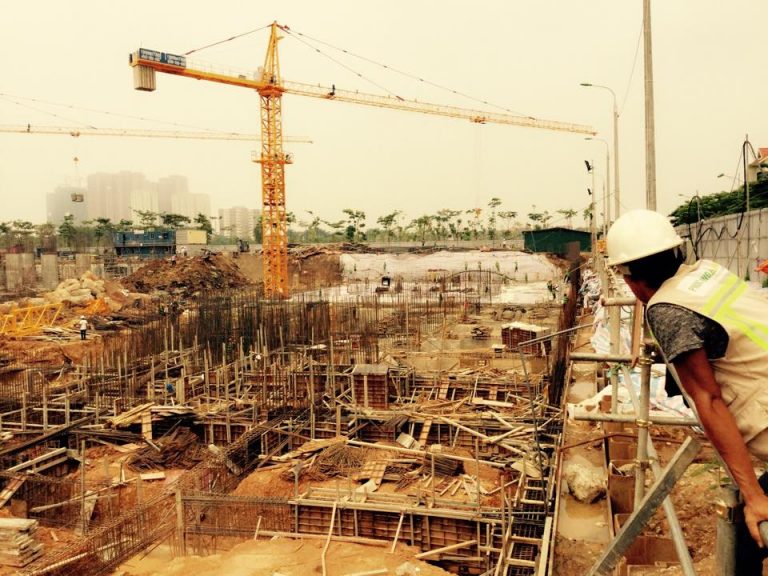 Chung cư An Bình City đang thi công tầng hầm của các tòa