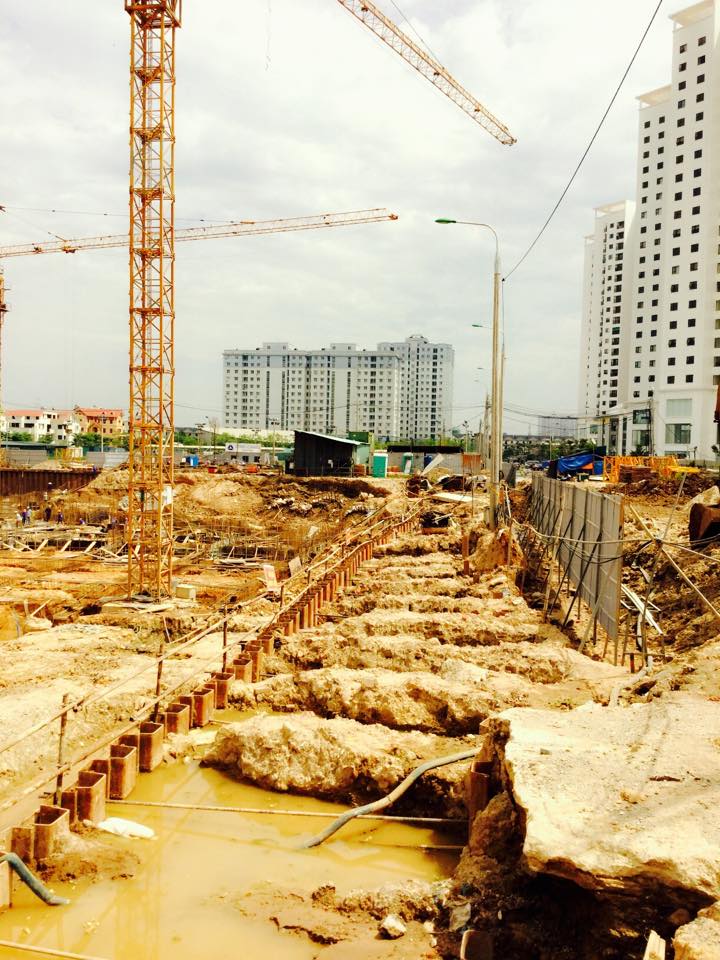 Chung cư An Bình City đang thi công tầng hầm của các tòa