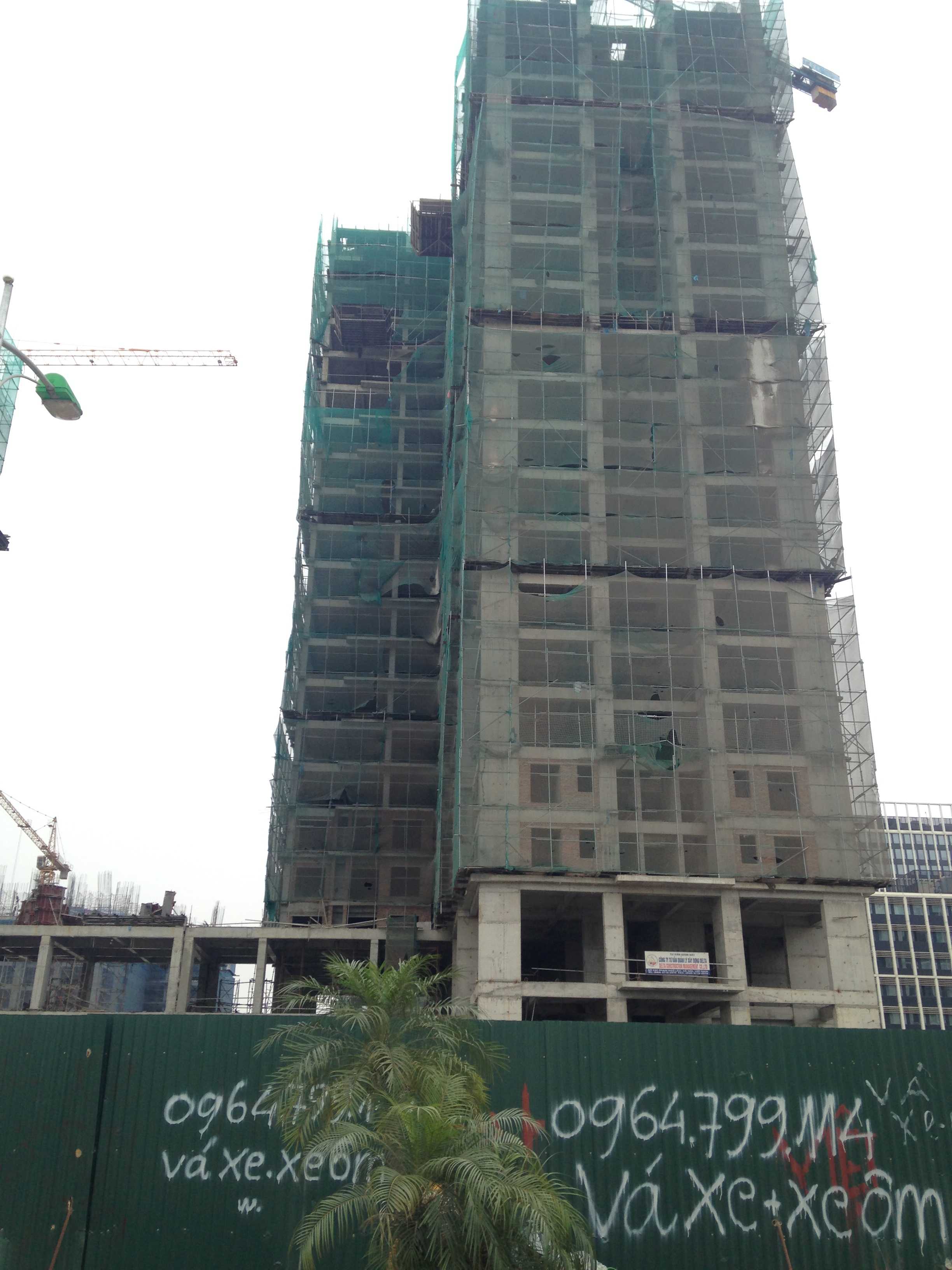 Dự án có 8 tòa, các tòa đang thi công tới mặt sàn từ tầng 9-22