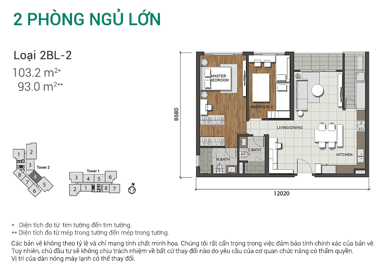 Thiết kế căn hộ loại 2BL - 2