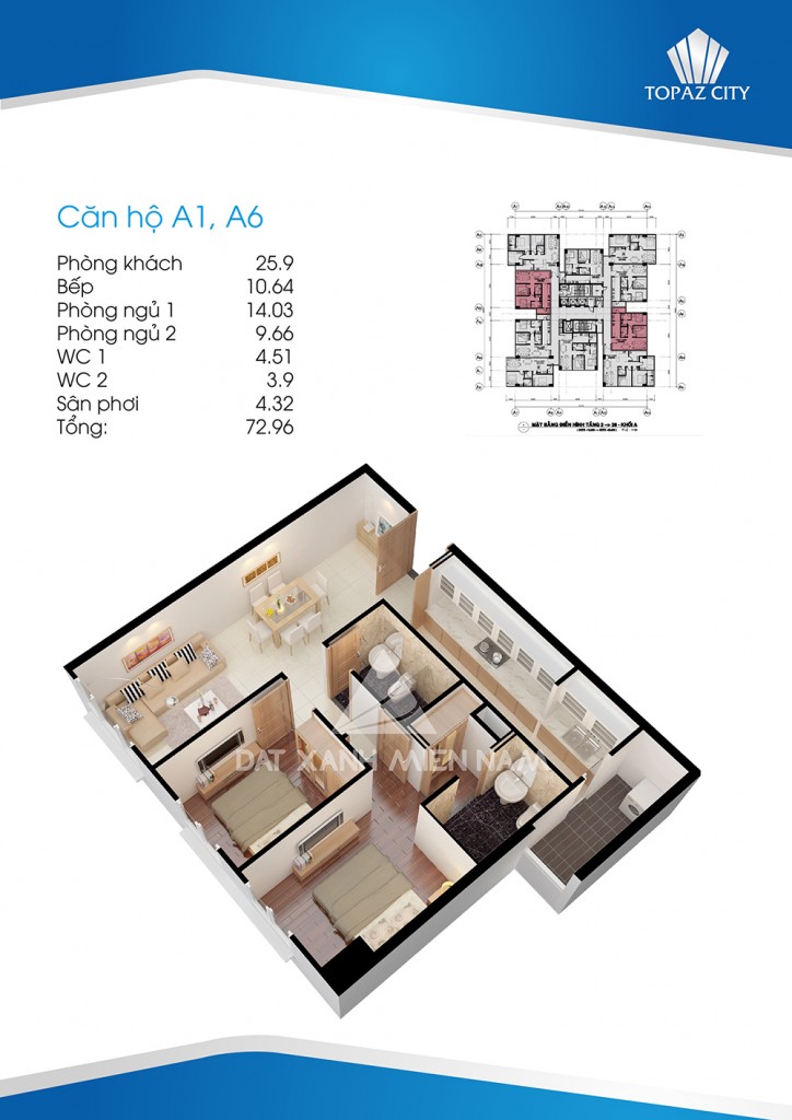 Thiết kế căn hộ A1, A6