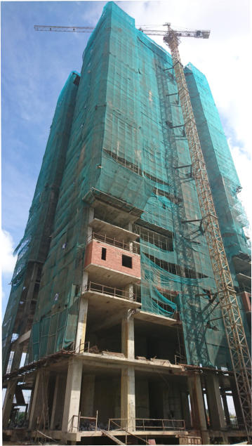 Khối (Block) A2 đã cất nóc tháng 02/2017, đang hoàn thiện xây tô.