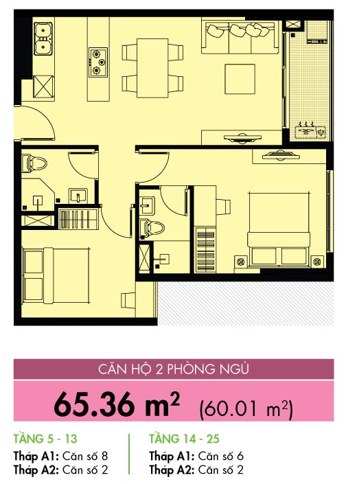 Thiết kế căn hộ 65.36 m2