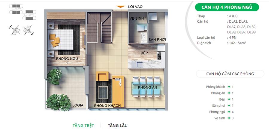 Thiết kế căn hộ 142m2-154m2