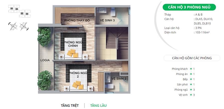 Thiết kế căn hộ 103m2-116m2