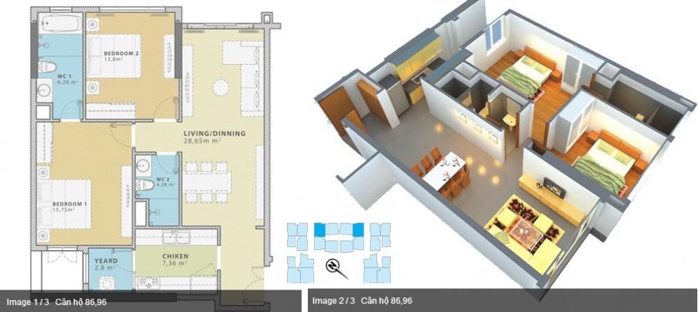 Thiết kế căn hộ A - 3 - 2; A - 3 - 7