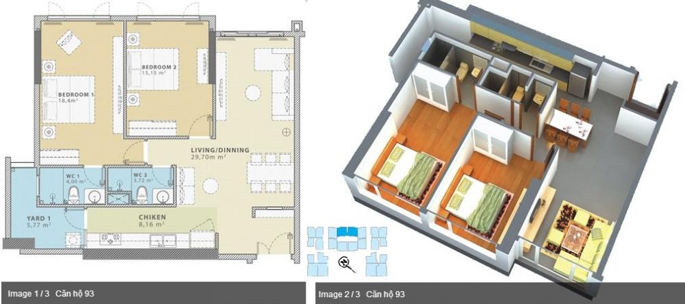 Thiết kế căn hộ A - 3 - 3; A - 3 - 6