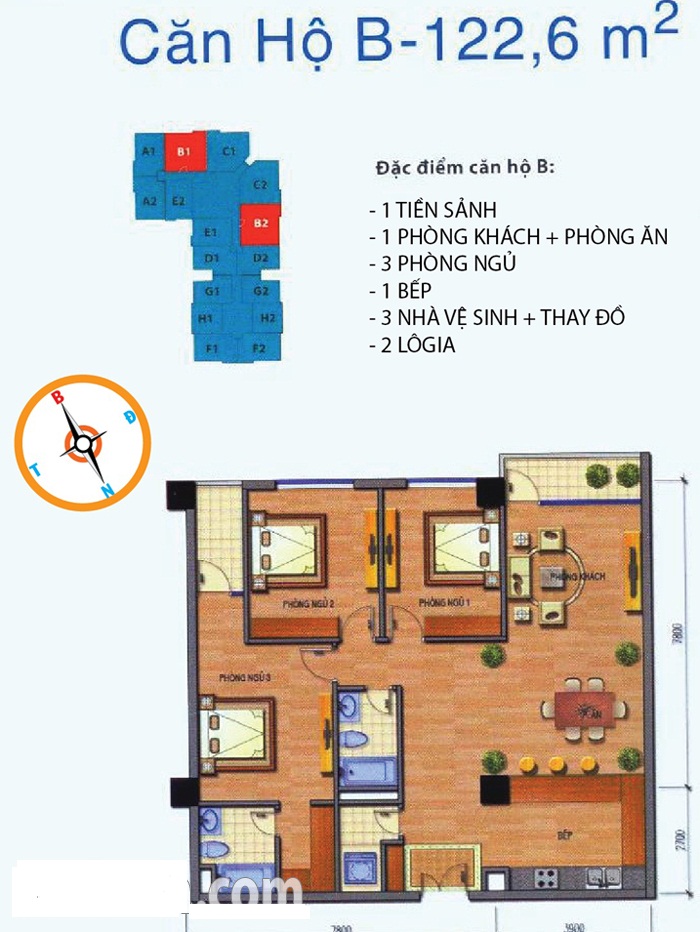 Thiết kế căn hộ B1, B2