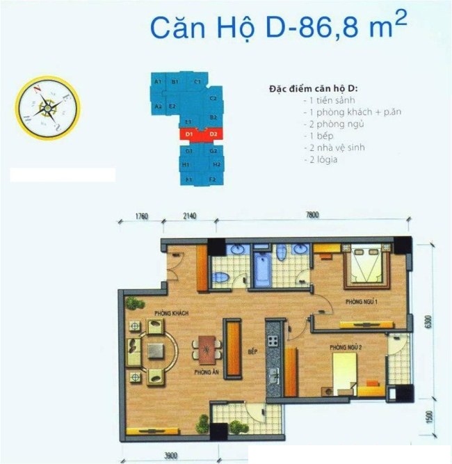 Thiết kế căn hộ D1, D2