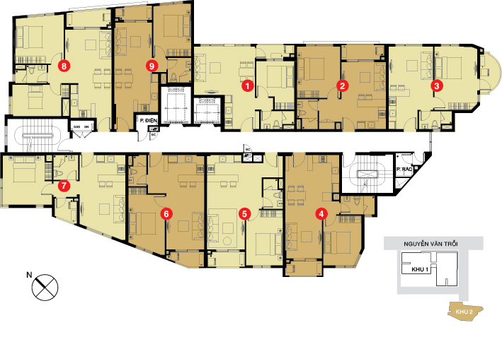 Tầng 2-8 khu căn hộ